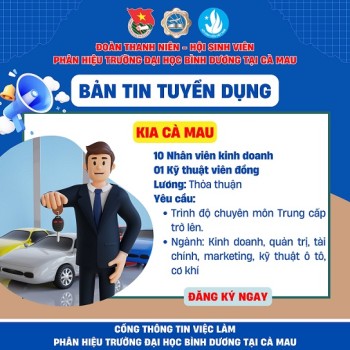 KIA CÀ MAU TUYỂN DỤNG