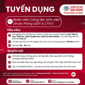 BDU CÀ MAU TUYỂN DỤNG NHÂN SỰ