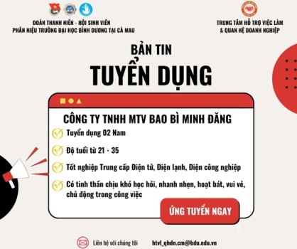 CÔNG TY TNHH MTV BAO BÌ MINH ĐĂNG TUYỂN DỤNG
