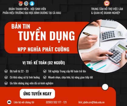 NPP NGHĨA PHÁT CƯỜNG TUYỂN DỤNG