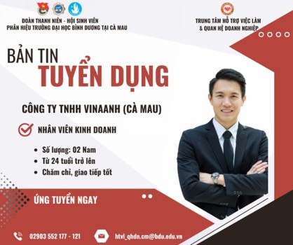CÔNG TY TNHH VINAANH CÀ MAU TUYỂN DỤNG