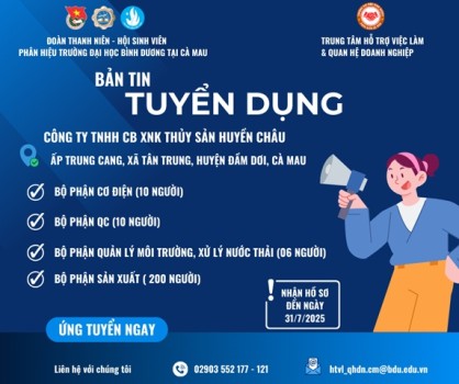 CÔNG TY TNHH CB XNK THỦY SẢN HUYỀN CHÂU TUYỂN DỤNG