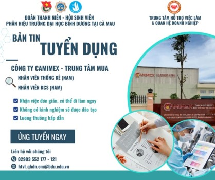 CÔNG TY CAMIMEX TUYỂN DỤNG