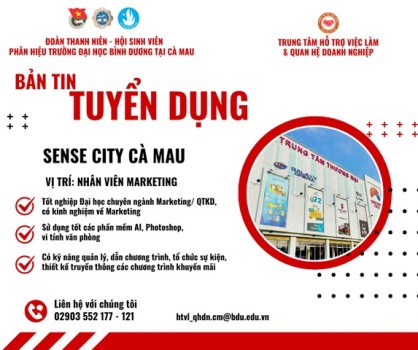 SENSE CITY CÀ MAU TUYỂN DỤNG