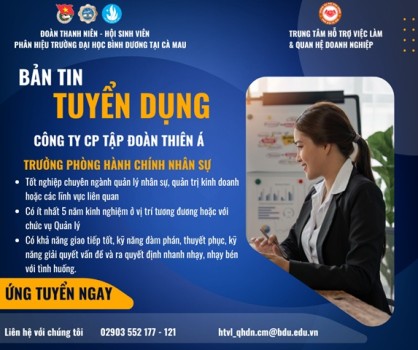 CÔNG TY CP TẬP ĐOÀN THIÊN Á TUYỂN DỤNG