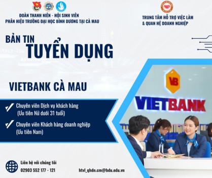 VIETBANK CHI NHÁNH CÀ MAU TUYỂN DỤNG