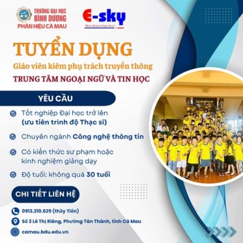 BDU CÀ MAU TUYỂN DỤNG NHÂN SỰ