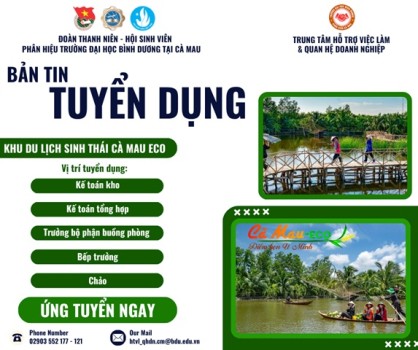 KHU DU LỊCH SINH THÁI CÀ MAU ECO TUYỂN DỤNG