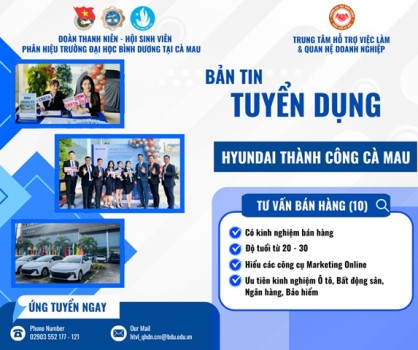 HYUNDAI THÀNH CÔNG CÀ MAU TUYỂN DỤNG