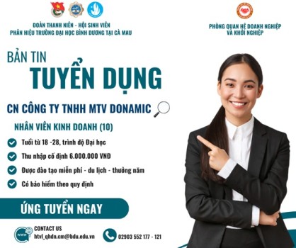CN CÔNG TY TNHH MTV DONAMIC TUYỂN DỤNG
