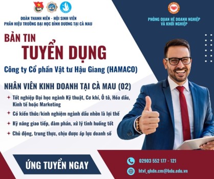 CÔNG TY CỔ PHẦN VẬT TƯ HẬU GIANG TUYỂN DỤNG