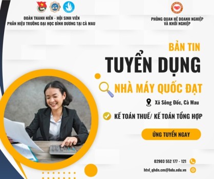 NHÀ MÁY QUỐC ĐẠT TUYỂN DỤNG