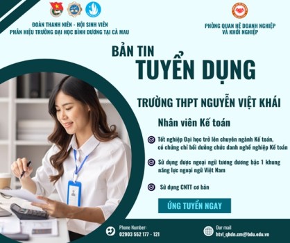 TRƯỜNG THPT NGUYỄN VIỆT KHÁI TUYỂN DỤNG
