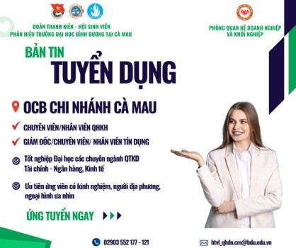 NGÂN HÀNG OCB - CHI NHÁNH CÀ MAU TUYỂN DỤNG
