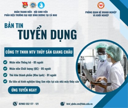 CÔNG TY TNHH MTV THỦY SẢN GIANG CHÂU TUYỂN DỤNG