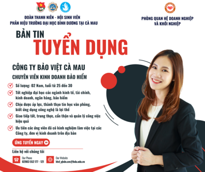 CÔNG TY BẢO VIỆT CÀ MAU TUYỂN DỤNG