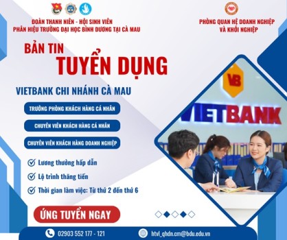 VIETBANK CHI NHÁNH CÀ MAU TUYỂN DỤNG