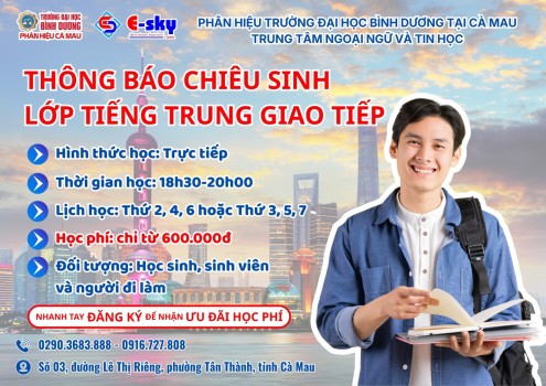THÔNG BÁO CHIÊU SINH LỚP TIẾNG TRUNG GIAO TIẾP