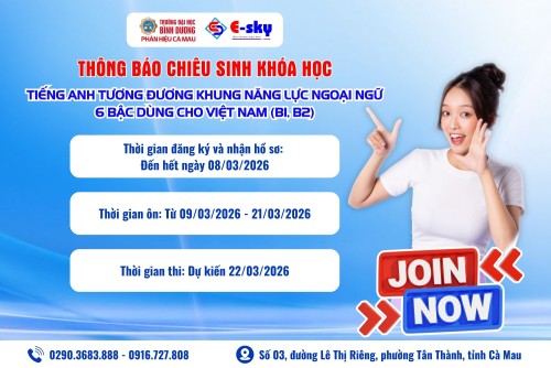 THÔNG BÁO CHIÊU SINH KHÓA HỌC TIẾNG ANH