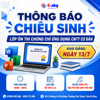THÔNG BÁO CHIÊU SINH LỚP ÔN THI CHỨNG CHỈ ỨNG DỤNG CÔNG NGHỆ THÔNG TIN CƠ BẢN NĂM 2026