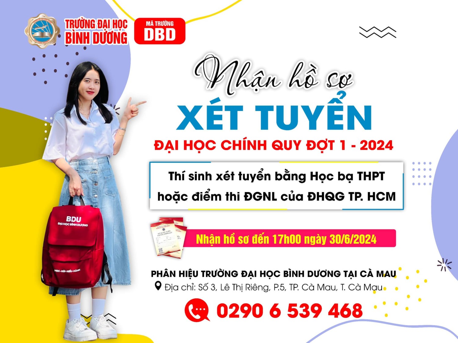 Thông báo thời gian nộp hồ sơ xét tuyển Đợt 1 - Năm 2024